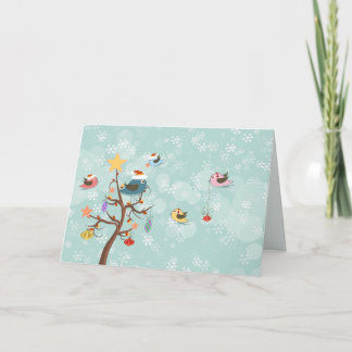 Tarjeta Festiva Cute Christmas Birds Card