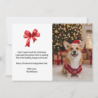 Tarjeta Festiva Cute Christmas Corgi Dog Custom Photo