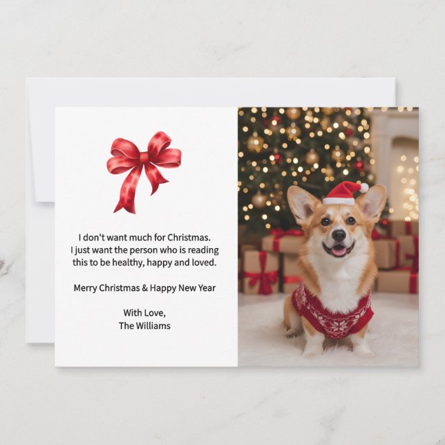 Tarjeta Festiva Cute Christmas Corgi Dog Custom Photo (Anverso)