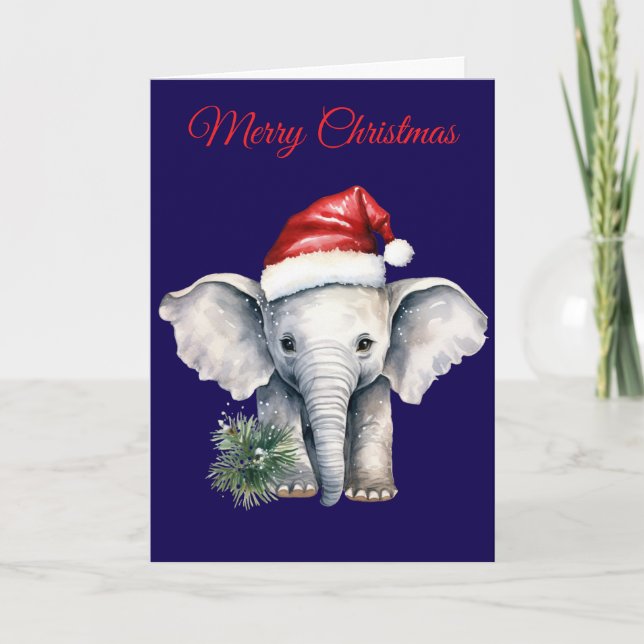 Tarjeta Festiva Cute Christmas Elephant (Anverso)
