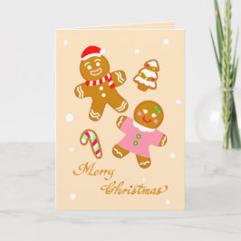 Tarjeta Festiva Cute Christmas Gingerbread Custom Holiday Card 