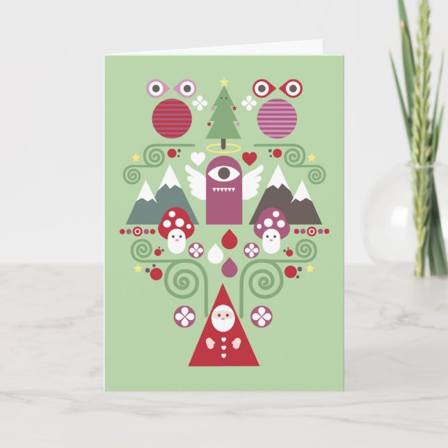 Tarjeta Festiva Cute Christmas Greeting Card - green (Anverso)