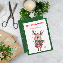 Tarjeta Festiva Cute christmas reindeer funny wish green Postcard
