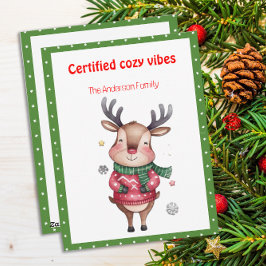Tarjeta Festiva Cute christmas reindeer funny wish retro Postcard