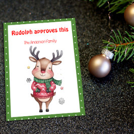Tarjeta Festiva Cute christmas reindeer wish green retro Postcard