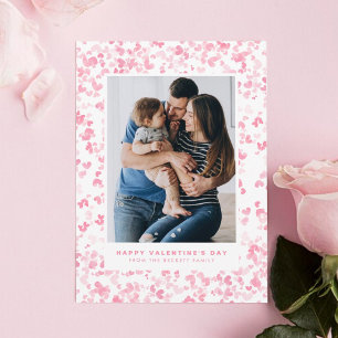 Tarjeta Festiva Cute color de agua rosada El día de San Valentín d