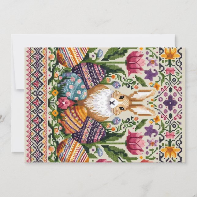 Tarjeta Festiva Cute/Colorido fair isle de primavera/Pascua  (Anverso)