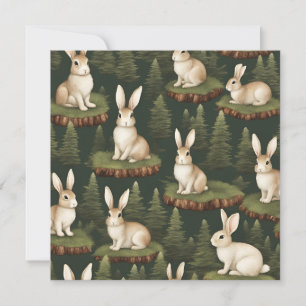 Tarjeta Festiva Cute conejitos divertidos sobre fondo de hoja pere