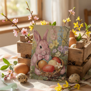 Tarjeta Festiva Cute conejos de Pascua huevos de agua pastel