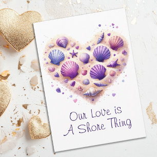 Tarjeta Festiva Cute Corazón de Concha de Mar Playa Amor Día de Sa