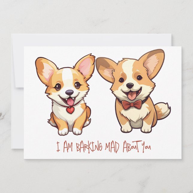 Tarjeta Festiva Cute Corgi Dog Aniversario de San Valentín (Anverso)