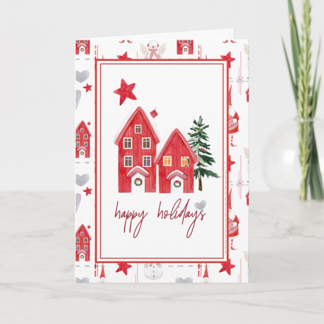 Tarjeta Festiva Cute Country Christmas Holiday Folded Card (Anverso)