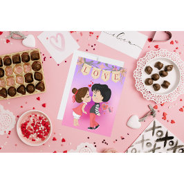 Tarjeta Festiva Cute Couple Be Mine El día de San Valentín