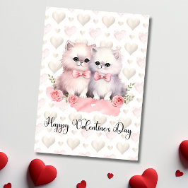 Tarjeta Festiva Cute Couple Cats Happy Valentines Day