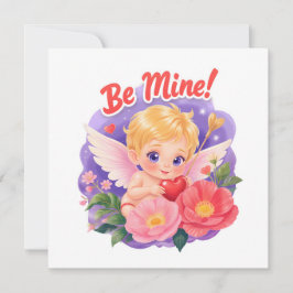 Tarjeta Festiva Cute Cupido del Día de San Valentín con "Sé Mío"