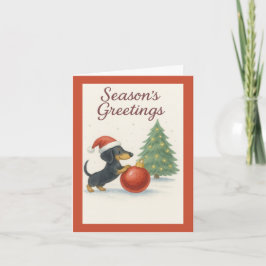 Tarjeta Festiva Cute Dachshund Christmas Card - Doxie Dog 