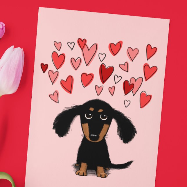 Tarjeta Festiva Cute Dachshund Cuppy Dog El día de San Valentín (Subido por el creador)