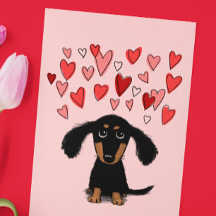 Tarjeta Festiva Cute Dachshund Cuppy Dog El día de San Valentín
