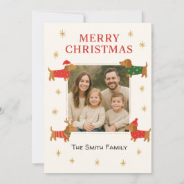 Tarjeta Festiva Cute Dachshund Customizable Photo Christmas Card