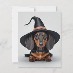 Tarjeta Festiva Cute Dachshund Witch