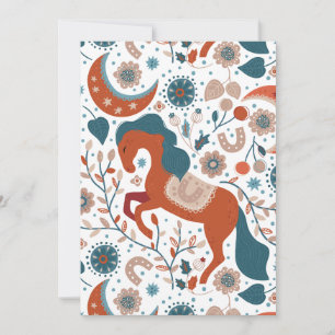 Tarjeta Festiva Cute de caballos escandinavo