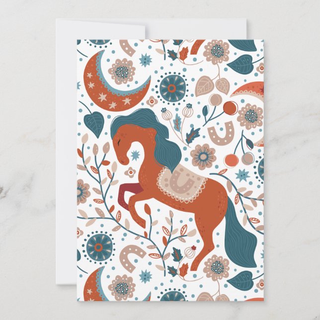 Tarjeta Festiva Cute de caballos escandinavo (Anverso)