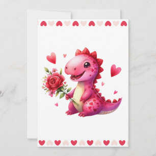Tarjeta Festiva Cute dinosaurio del día de San Valentín