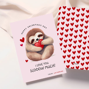 Tarjeta Festiva Cute divertido perezoso Día de San Valentín para n