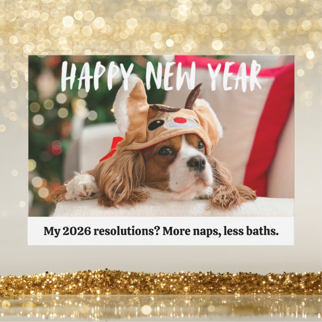 Tarjeta Festiva Cute Dog Funny Pet Happy New Year Photo (Subido por el creador)