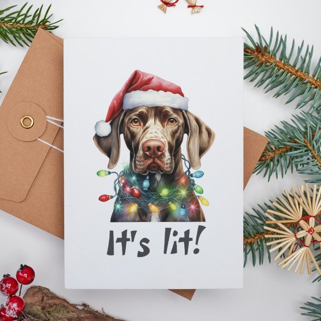 Tarjeta Festiva Cute Dog Moderno Script Watercolor Funny Navidades (Subido por el creador)