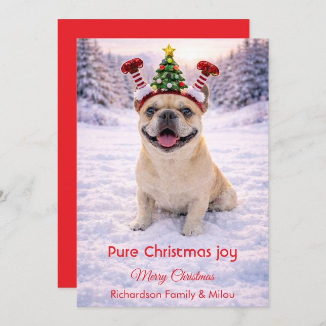 Tarjeta Festiva Cute Dog with Christmas Tender Quote  Holiday Card (Anverso / Reverso)