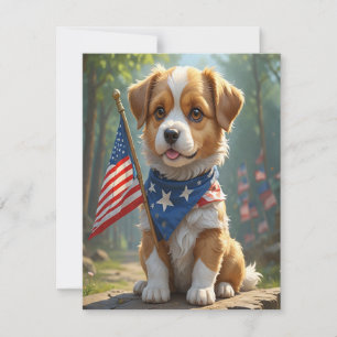 Tarjeta Festiva Cute Dogs cuarto de julio