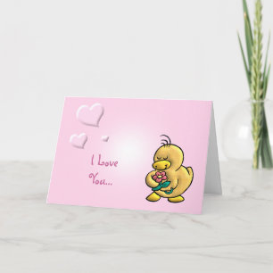 Tarjeta Festiva Cute Duck Valentine
