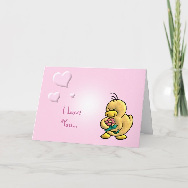 Tarjeta Festiva Cute Duck Valentine (Anverso)