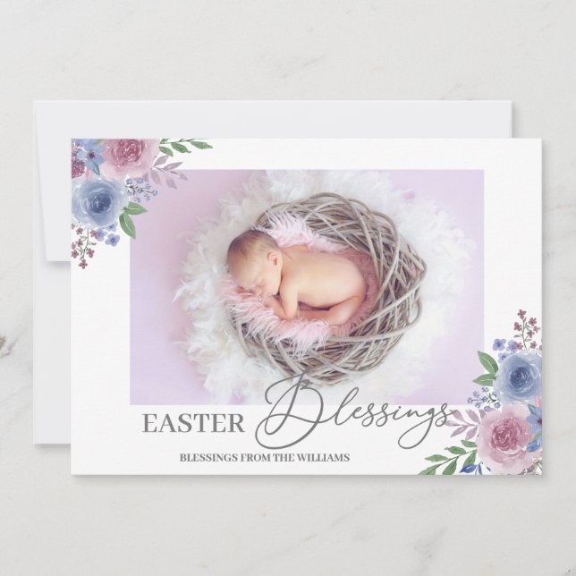 Tarjeta Festiva Cute Easter Blessing Script Photo (Anverso)