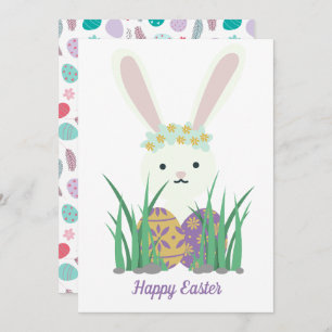 Tarjeta Festiva Cute Easter Bunny & Eggs Spring