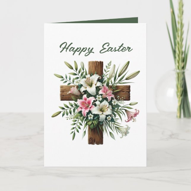 Tarjeta Festiva Cute Easter Cross add message inside  (Anverso)