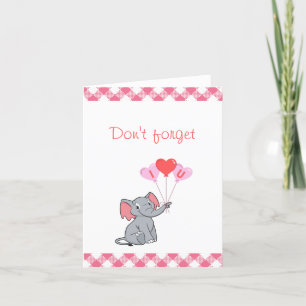 Tarjeta Festiva Cute elefante día de San Valentín