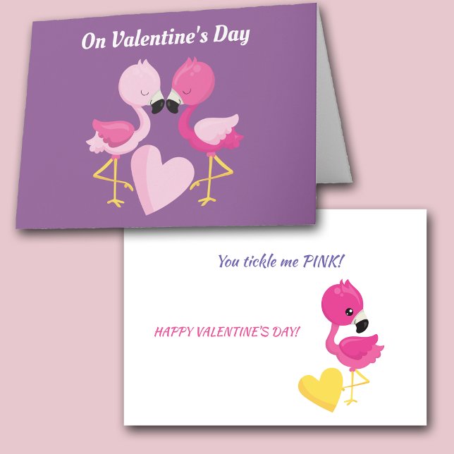 Tarjeta Festiva Cute Flamingo Tickle Me Pink Valentcard (Subido por el creador)