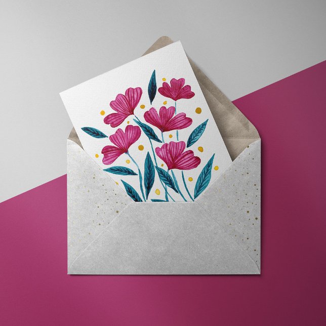 Tarjeta Festiva Cute floral bouquet - magenta and teal (Subido por el creador)