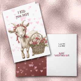 Tarjeta Festiva Cute Floral Goat Kid Valentine