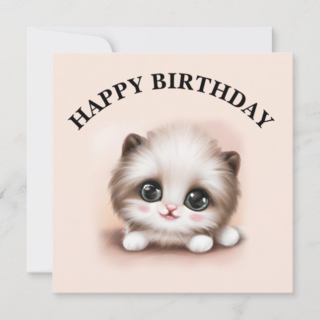 Tarjeta Festiva Cute Fluffy Furr Ball Kitten (Anverso)