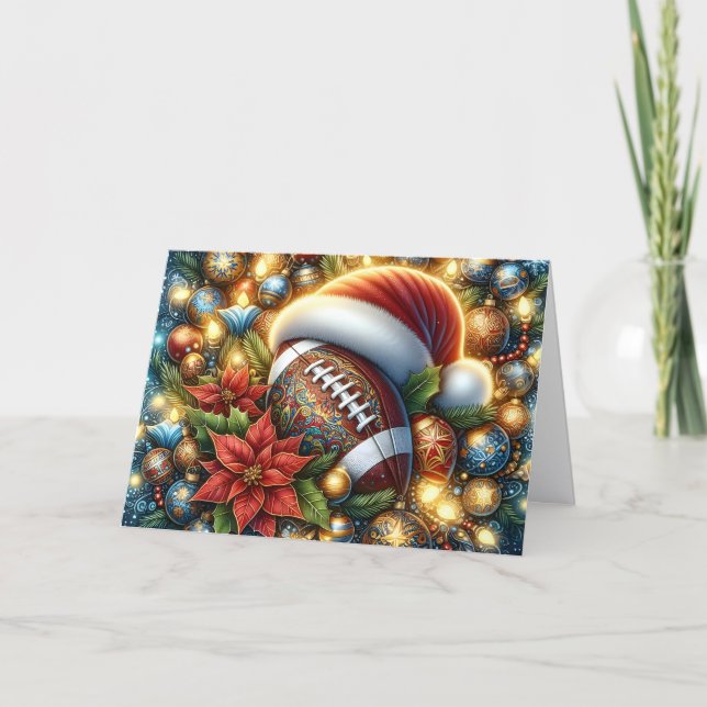 Tarjeta Festiva Cute Football Christmas (Anverso)