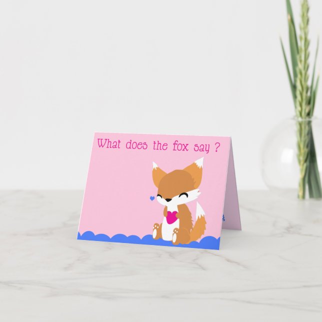 Tarjeta Festiva Cute Fox Valentines Card (Anverso)