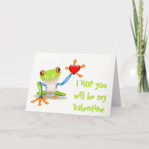 Tarjeta Festiva Cute Frog divertido chiste día de San Valentín