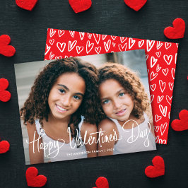 Tarjeta Festiva Cute Fun Script Happy Valentine's Day One Photo