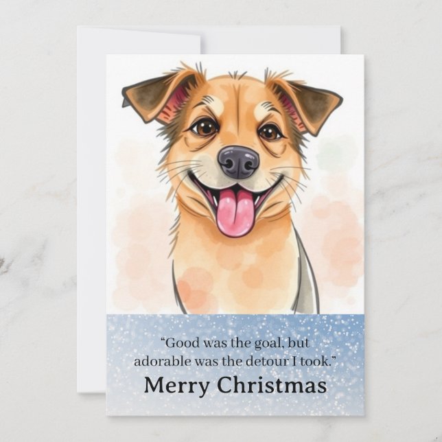 Tarjeta Festiva Cute Funny Dog Christmas Card (Anverso)