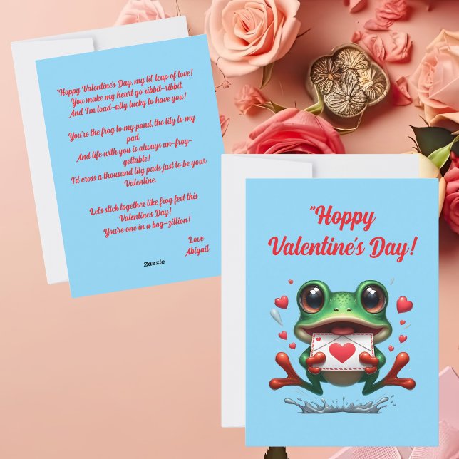 Tarjeta Festiva Cute Funny Frog Love Hearts Valentines Card (Subido por el creador)