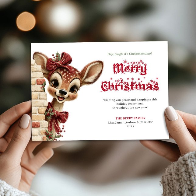 Tarjeta Festiva Cute Funny Reindeer Cartoon Holiday Greeting Card (Cute Funny Reindeer Cartoon Holiday Greeting Card

)