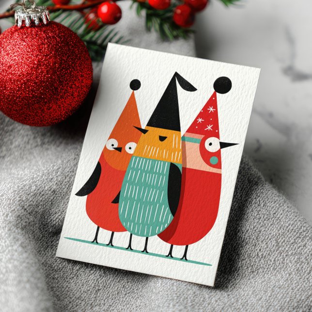 Tarjeta Festiva Cute Funny Xmas Birds Minimalist Merry Christmas (Subido por el creador)